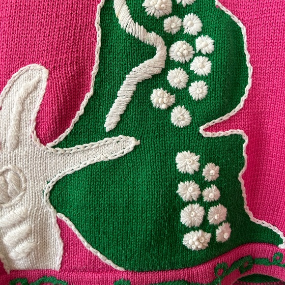 Vintage Lilly Pulitzer Spring Cardigan Sweater Embroidery Butterfly Beads - Picture 8 of 10